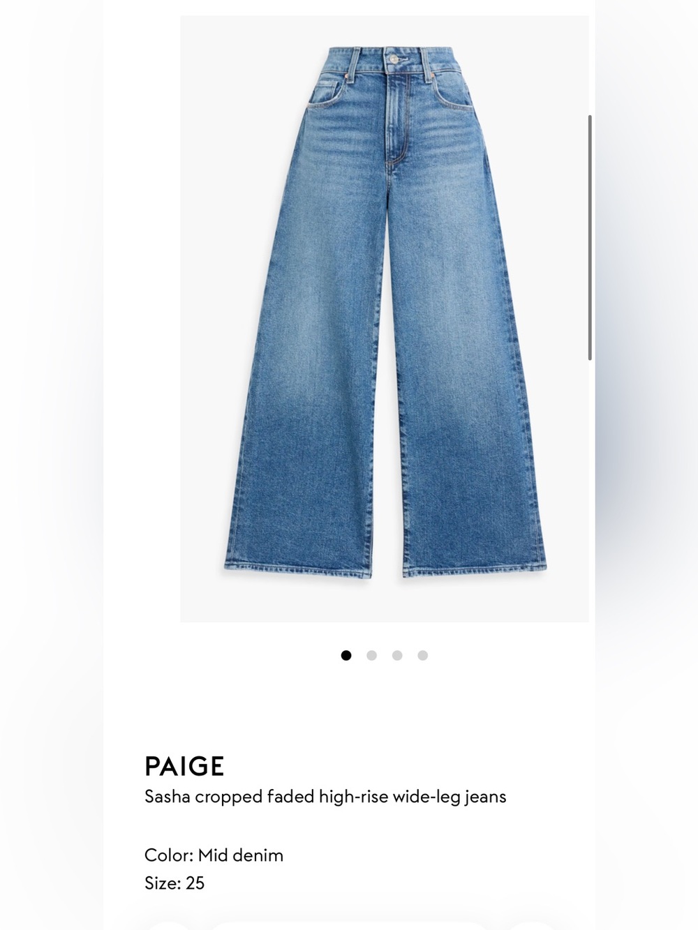 PAIGE Sasha Cropped Wide-Leg Jeans - Faded Blue (25)